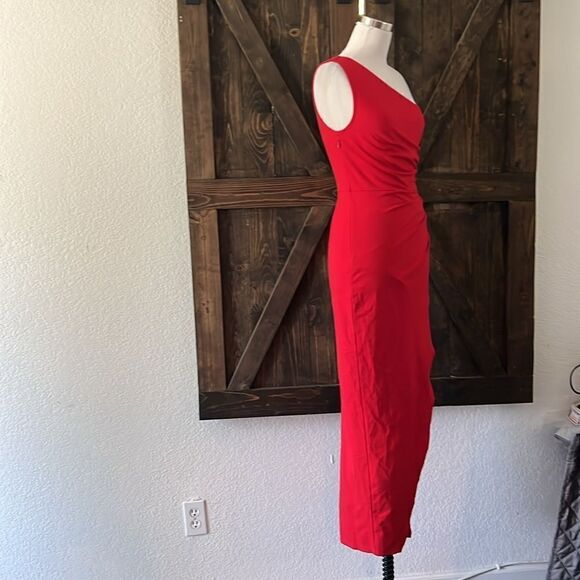 New Sarin Mathews One Shoulder Long Sexy Sleeveless Bodycon Ruched Wrap … - Picture 6 of 16